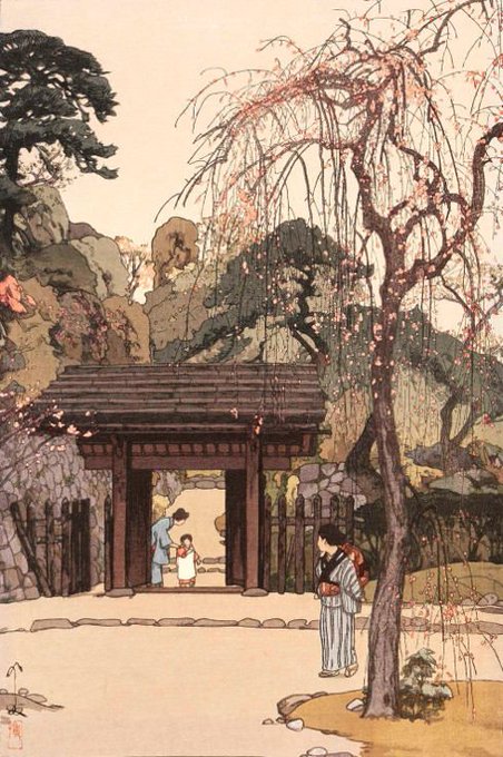 "Under the plum tree, 
 Meeting and passing each other, 
 Exchanging no words."  Soseki Natsume 

 [image: Hiroshi Yoshida]