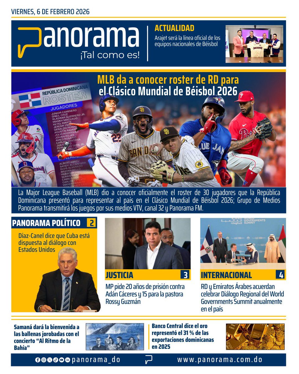 MLB anuncia el roster oficial de la República Dominicana para el Clásico.
panorama.com.do/mlb-anuncia-el…