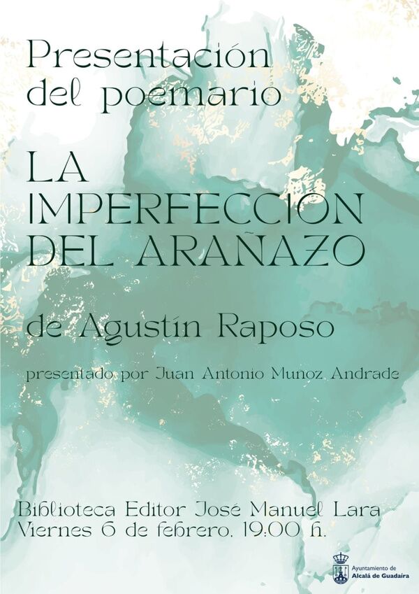 La Biblioteca Editor José Manuel Lara acoge hoy viernes 6 de febrero, a las 19.00 horas, la presentación del poemario titulado `La imperfección del arañazo´ de Agustín Raposo. Estará presentado por Juan Antonio Muñoz Andrade.

+ Info.: radioguadaira.org/agenda/poemari…
