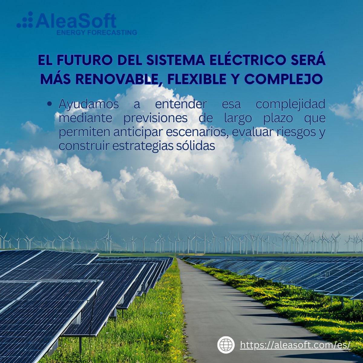 AleaSoftEnergy's tweet photo. El futuro del sistema eléctrico será más renovable, flexible y complejo. ⚡
🫱🏻🫲🏻 En AleaSoft ayudamos a entender esa complejidad mediante previsiones de largo plazo que permiten anticipar escenarios, evaluar riesgos y construir estrategias sólidas.
#FuturoEnergético #AleaSoft https://t.co/IHLbwwaZIr