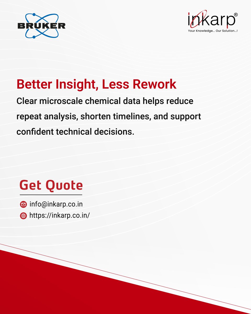 inkarpindia's tweet image. 🔬 When magnification isn’t enough, chemical insight matters.

Bruker LUMOS II FT-IR Microscope reveals hidden contaminants and layers at the microscale for confident analysis.

📩 Get Quote: info@inkarp.co.in
🌐 inkarp.co.in/verticals/synt…

#BrukerLUMOSII #InkarpInstruments