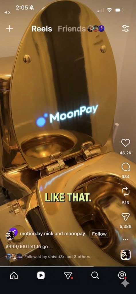 Hey @MoonPay, we love the vision, but as precious metals fans, we couldn’t help ourselves... we thought it looked better in 24K Gold. 🪙✨

Huge shoutout to the MoonPay team for the legendary marketing. You guys always find a way to flush out the competition. 🚽🧻