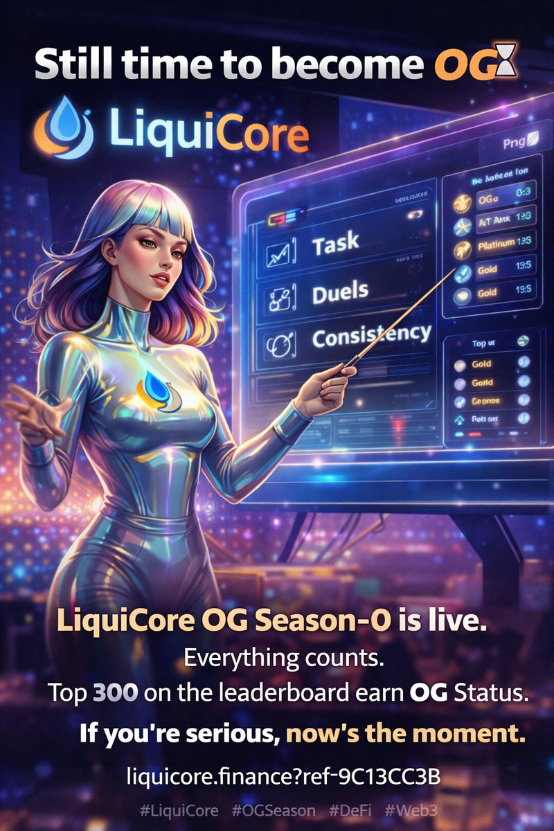starceps's tweet photo. Still time to become OG ⏳

LiquiCore OG Season-0 is live.
Tasks, duels, consistency everything counts.
Top 300 on the leaderboard earn OG status.
I’m in and climbing 🚀
If you’re serious, now’s the moment.
👉 https://t.co/gKjuiypUAs

#LiquiCore #OGSeason #DeFi #Web3Gaming 
@LiquiCore 
LiquiCore OG Season-0 isn’t just a grind — it’s actually fair and fun 💧
Tasks are clear, rewards make sense, and consistency really matters.
No shortcuts, no spam.
Just show up, stay active, and earn it.

Still time to become OG ⏳
Top 300 make history.