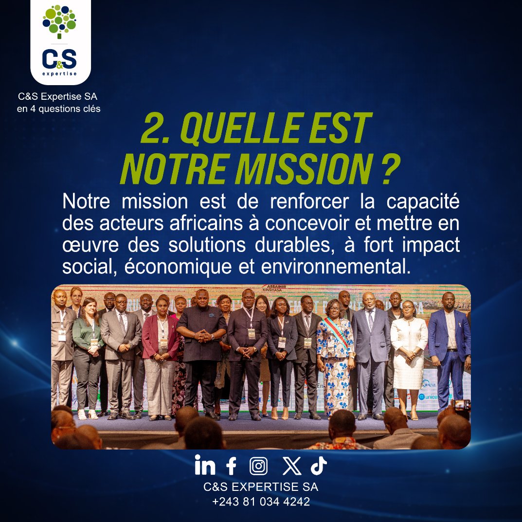 csexpertisesa's tweet photo. Après avoir présenté qui nous sommes, nous partageons aujourd’hui ce qui guide chacune de nos actions : Notre mission.

Notre mission est de renforcer la capacité des acteurs congolais et africains à concevoir et mettre en œuvre des solutions durables, économiquement viables et à fort impact social et environnemental, au service des villes africaines.

Nous plaçons l’expertise, la rigueur et la collaboration au cœur de chaque projet pour répondre aux défis réels du développement durable.

Parce que des villes mieux planifiées, mieux assainies et mieux gouvernées sont le premier levier d’une prospérité partagée.
 @AssainirK 
#NotreMission #ImpactDurable #VillesAfricaines #CSExpertise