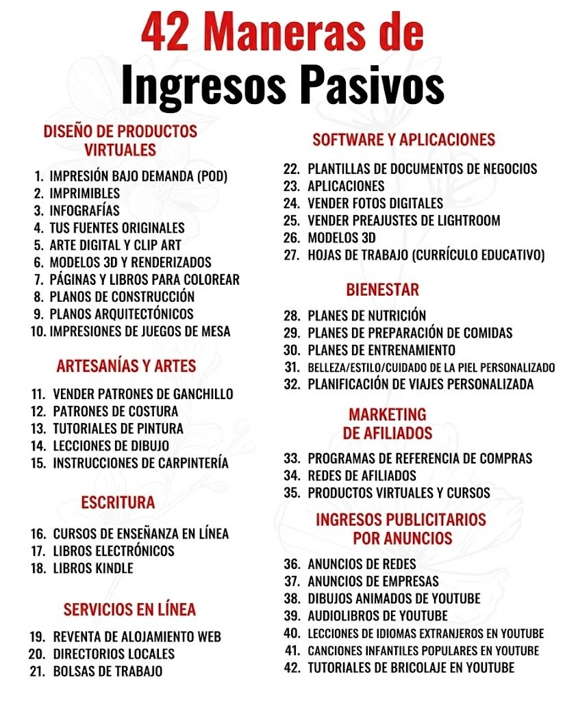 42 ideas de Ingresos Pasivos 👇🏻