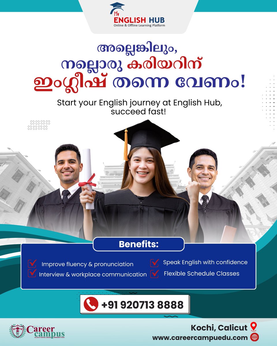 Career__Campus's tweet image. Boost your career with confident English 🗣️
English Hub’s English Language Training focuses on real-world speaking, fluency &amp;amp; professional communication.
Online &amp;amp; Offline classes available. Join now! 🚀
#EnglishHub #SpokenEnglish #CareerGrowth