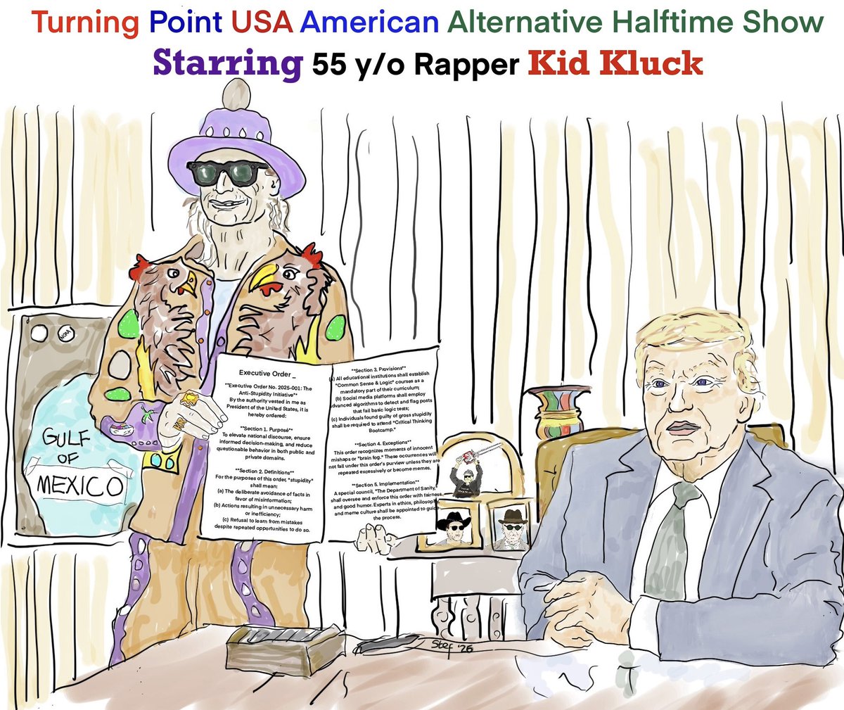 steffsea's tweet photo. @nbcsnl @SouthPark @TPM @ChinaDaily @SpeakerJohnson @RepJeffries @StevenCheung @AP @badbunny_global @RandPaul @StopBullyingGov @POTUS @seanhannity  @RepJasmine @TuckerCarlson @OANN @NEWSMAX @SenAdamSchiff @
Trump hates BIPOC-white only. Demanded ALT halftime Super Bowl LX https://t.co/q69J0hcJKs