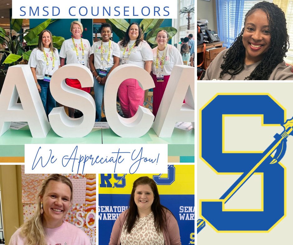 As Counselor Appreciation Week comes to a close, we thank our SMSD counselors for their dedication, support, and steady presence. Your impact goes far beyond this week, and our students are better because of you. Thank you for being a constant source of support and strength!