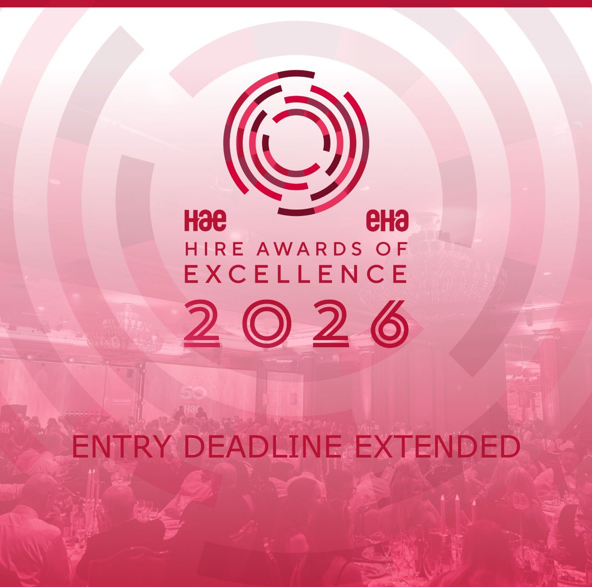 hireassociation's tweet photo. GOOD NEWS!

The entry deadline for Hire Awards of Excellence 2026 has been extended until Friday 20th February.

Don’t miss out on the opportunity to celebrate your company, your products and your best people!

Enter now: https://t.co/YKkalge4pV

#HireAwards @HireAwards https://t.co/CzcKObR6sj