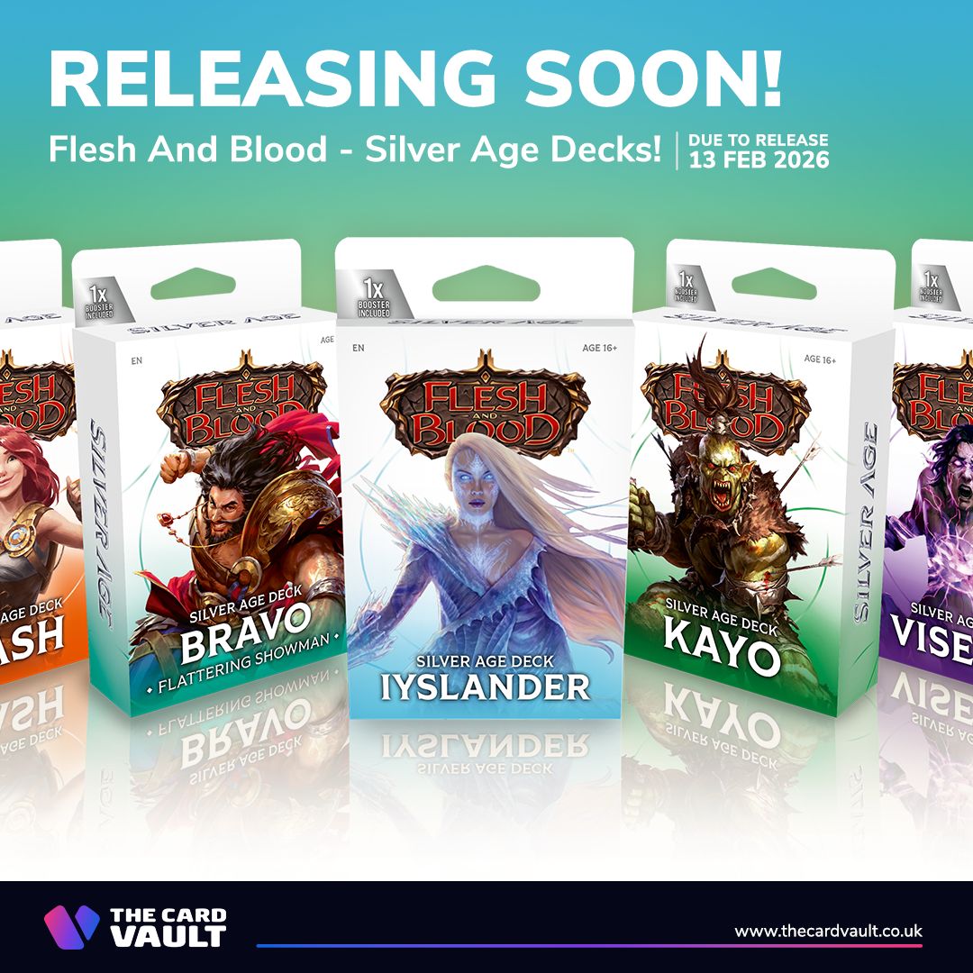 🚨 RELEASING SOON! 🚨

Flesh and Blood - Compendium of Rathe arrives next week alongside the all new Silver Age Decks! Pre-orders are available now!

CoR: buff.ly/HoYD4CB

SA: buff.ly/sx0nzmP

#FleshandBlood #FABTCG #TheCardVault #CompendiumofRathe #SilverAge