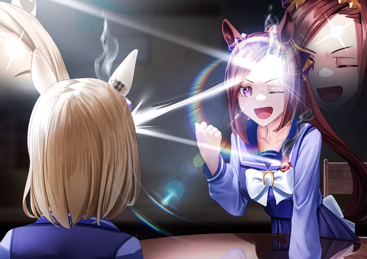 manjo_9257's tweet photo. Two class reps having a conversation and it's getting heated🔥
#sakurabakushino #umamusume #ウマ娘 https://t.co/vCZxzI48Pt