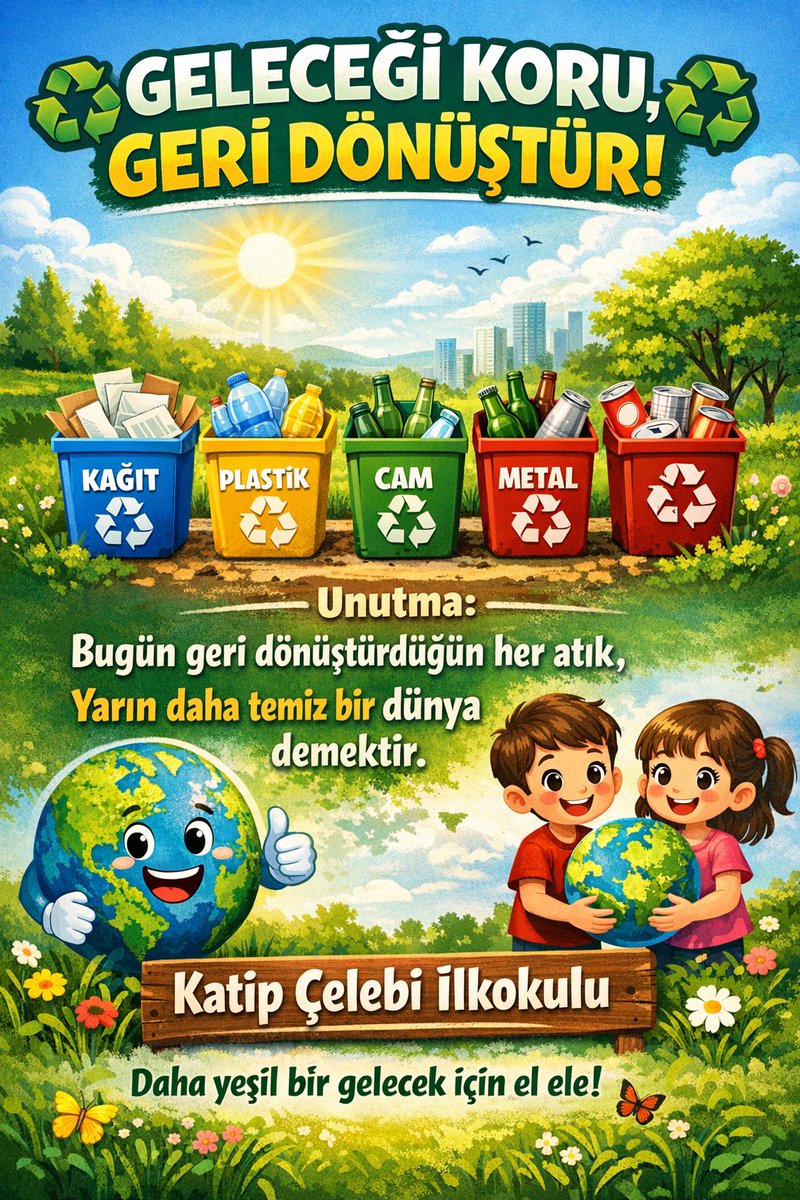 ♻️🌍 Bugün dönüştürdüğün her atık, yarına bırakılacak tertemiz bir dünya demektir. 🌱✨
Küçük bir adım, büyük bir gelecek! 💚
Geri dönüştür, doğayı koru, geleceğe nefes ol 🌿💫
<a href="/Diyarbakirmem/">Diyarbakır İl Millî Eğitim Müdürlüğü</a> 
<a href="/YenisehirMEM/">Yenişehir İlçe Milli Eğitim Müdürlüğü</a> 
<a href="/SeyhmusBoz/">Şeyhmus BOZ</a>