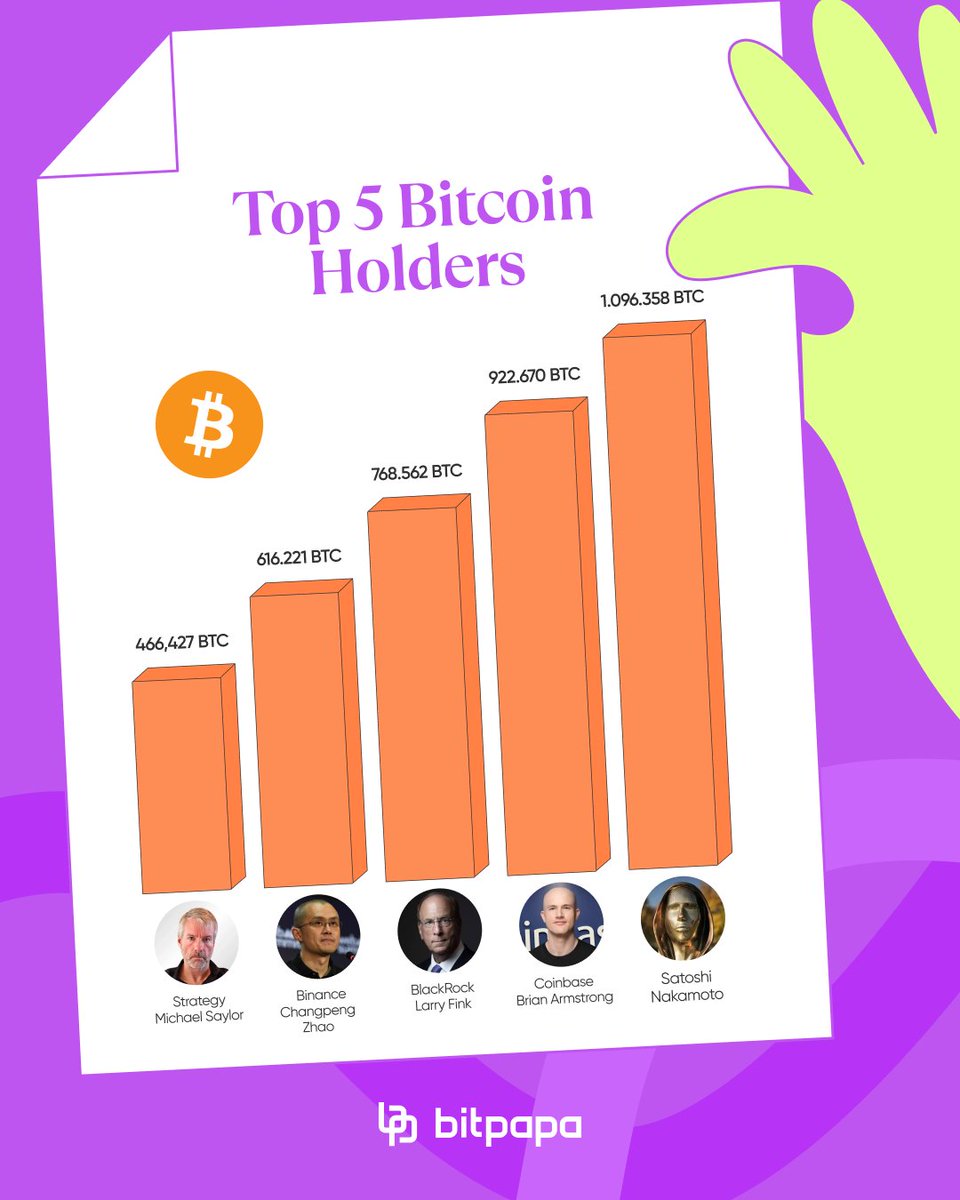 Bitpapa_com's tweet image. TOP 5 Bitcoin Holders. #Bitcoin