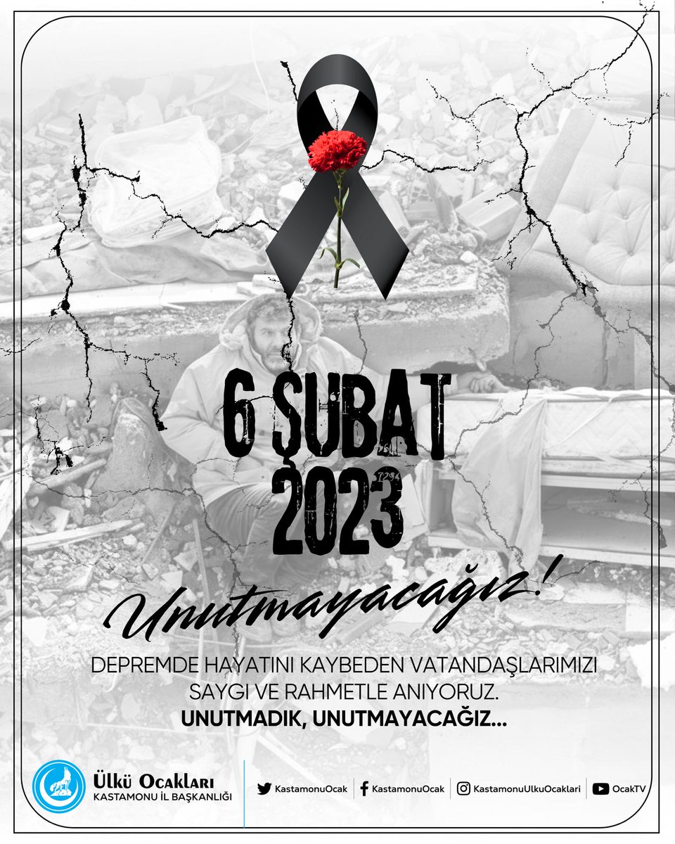 Acı hala taze, hüzün ilk günkü gibi... 

6 Şubat depreminde yitirdiğimiz canlarımızı rahmet ve dualarla yad ediyoruz. Rabbim ülkemize bir daha böyle bir acı yaşatmasın. 

Unutmadık, unutturmayacağız. 🇹🇷