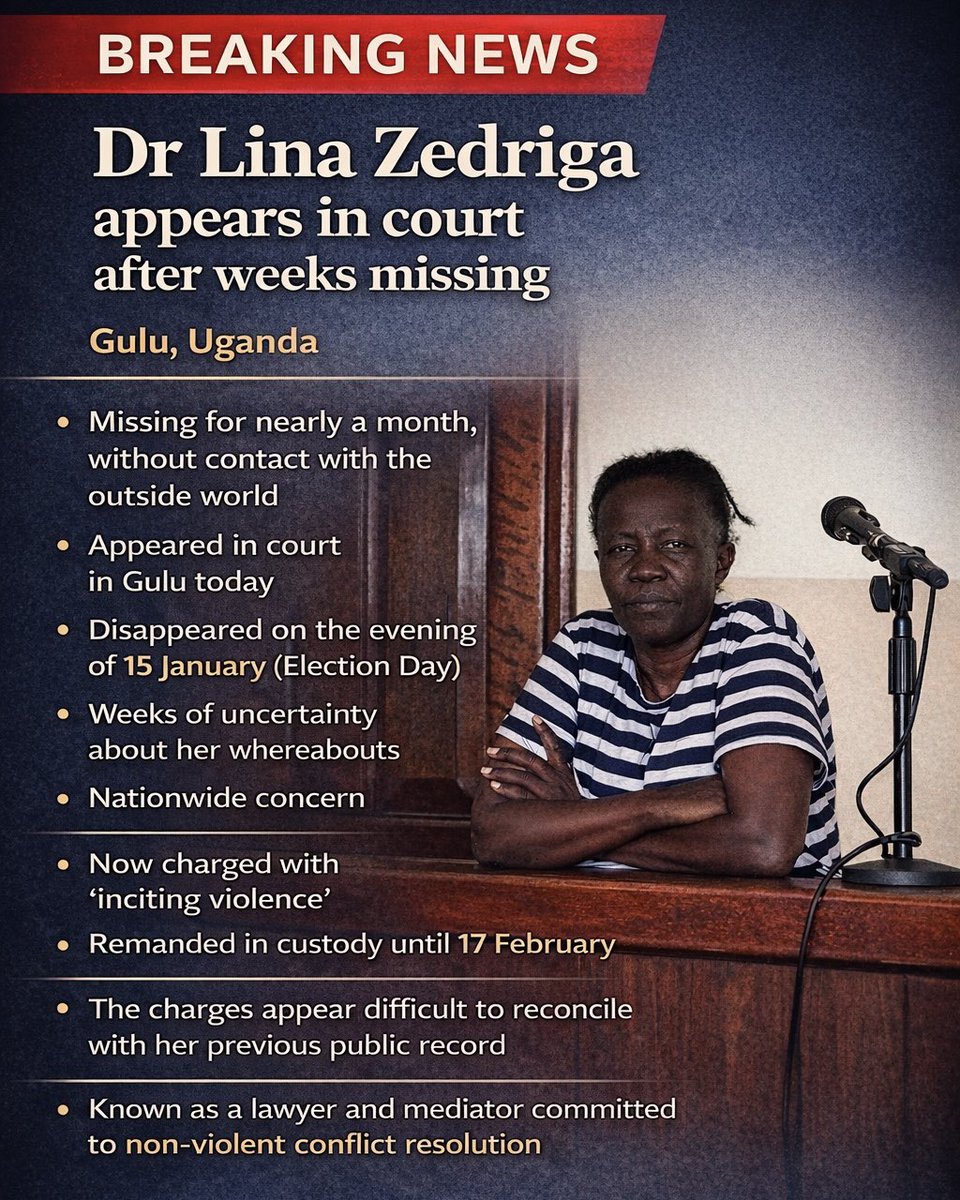 Dr Lina Zedriga is known for dialogue, mediation and non-violent conflict resolution. Against this background, one quietly wonders how such a life’s work can align with a charge of “inciting violence”.
(Admin)
#FreeLinaZedriga