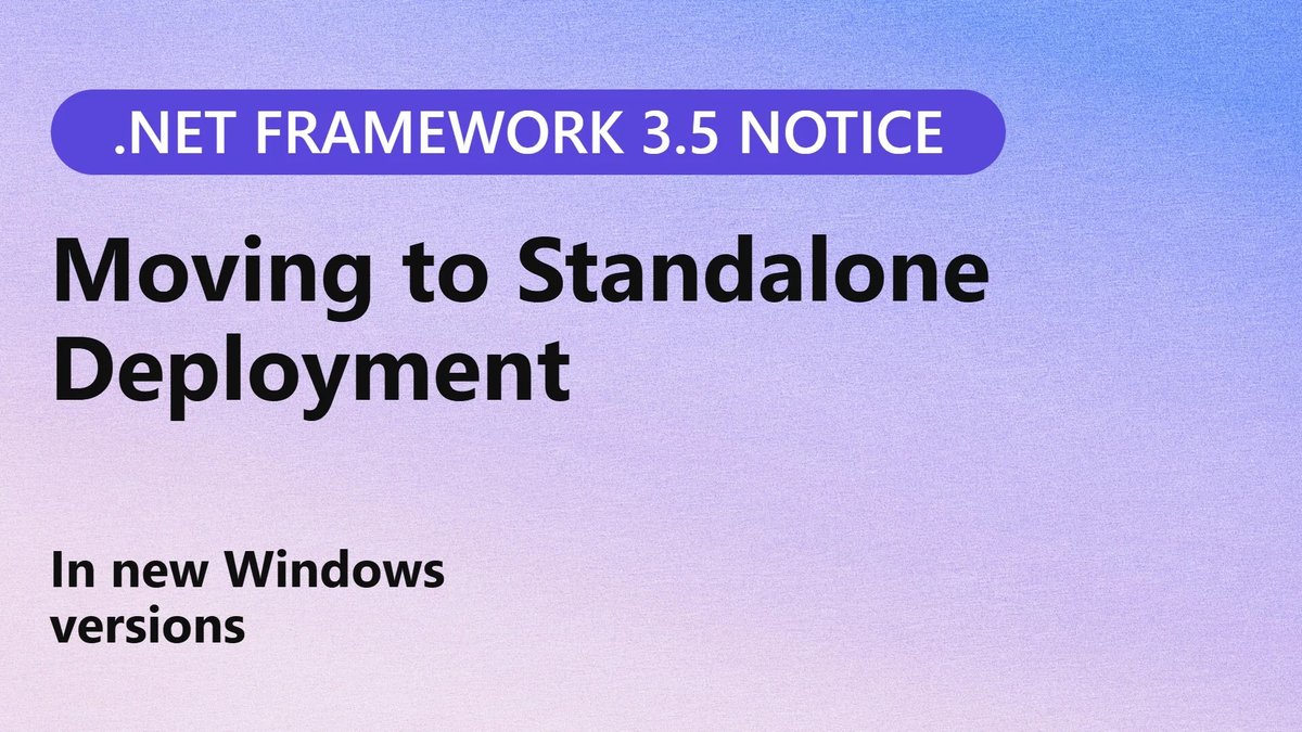 >  .NET Framework 3.5 Moves to Standalone Deployment in new versions of Windows dlvr.it/TQp2Sn
