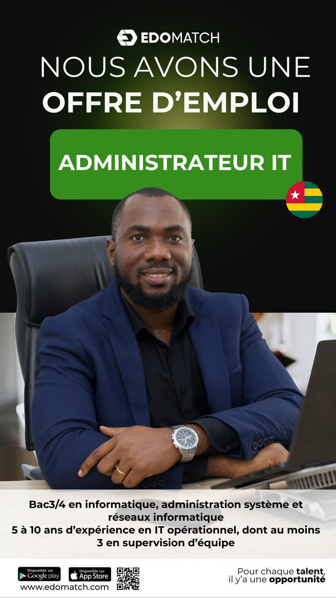 📢 Nouvelles offres disponibles sur EdoMatch !
SAV, Business Analyst, Administrateur IT, Agent Commercial CI…
Postulez directement via l’application.
#OffreEmploi #Recrutement #EdoMatch #JobsAfrique #Togo #CotedIvoire