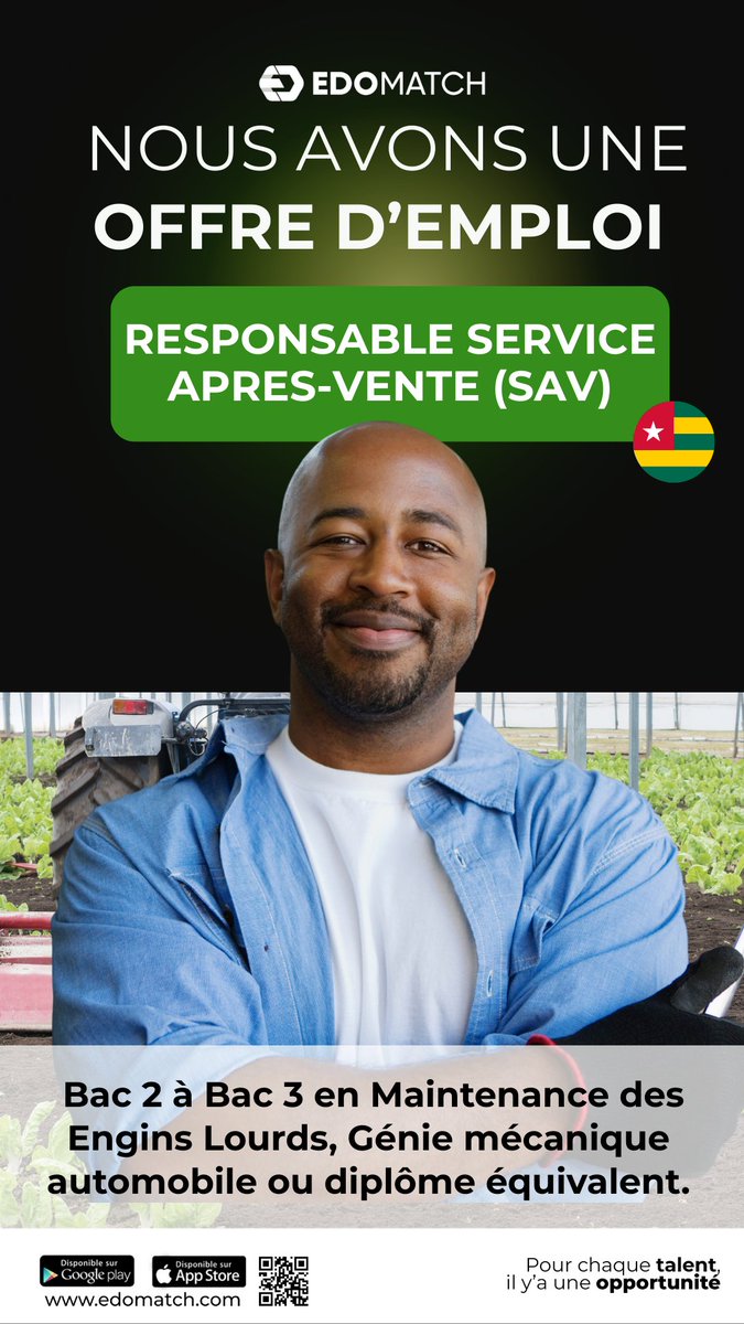Edo_match's tweet photo. 📢 Nouvelles offres disponibles sur EdoMatch !
SAV, Business Analyst, Administrateur IT, Agent Commercial CI…
Postulez directement via l’application.
#OffreEmploi #Recrutement #EdoMatch #JobsAfrique #Togo #CotedIvoire https://t.co/cKxU9LooPp