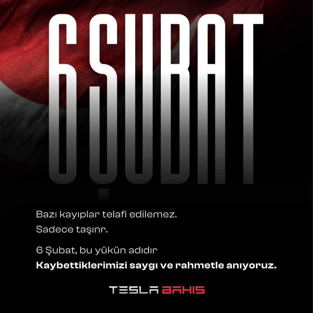 Bazı kayıplar telafi edilemez,
Sadece taşınır.

6 Şubat 2023’te yaşanan büyük felakette hayatını kaybeden tüm vatandaşlarımızı saygı ve rahmet ile anıyoruz.