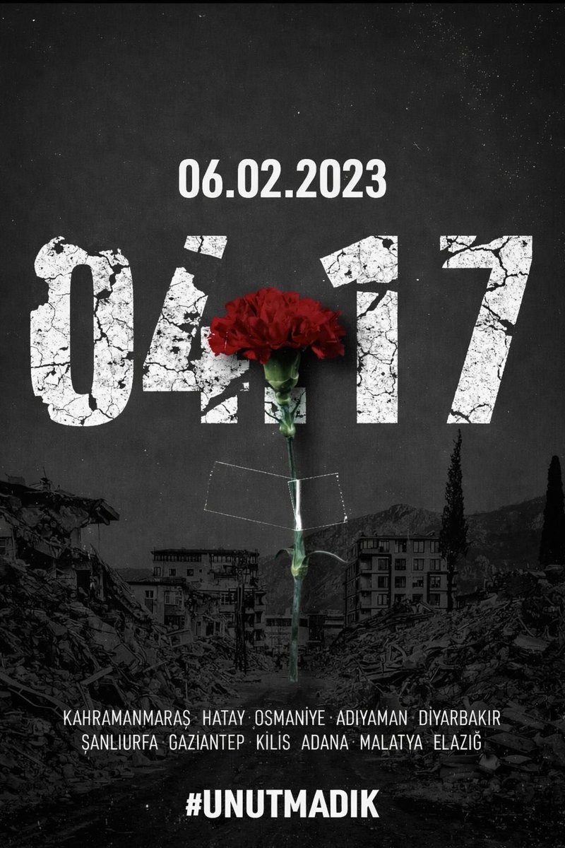 6 Şubat depreminin üzerinden 3 yıl geçti.
Bu büyük felakette hayatını kaybeden tüm vatandaşlarımızı saygı ve rahmetle anıyorum. Acımız hâlâ ilk günkü gibi yüreğimizde.

Yaşanan bu büyük acıyı unutmadık, kaybettiklerimizin hatıralarını yaşatmaya devam edeceğiz. Bu zor günlerde