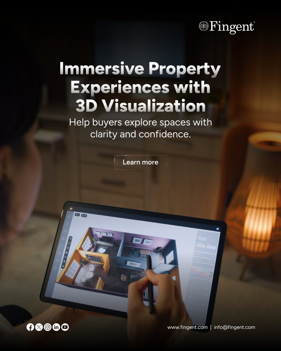 Fingent's tweet image. Bring properties to life with immersive 3D visualization that helps buyers explore spaces with confidence.

Learn more: fingent.com/proptech/3d-vi…

#3DVisualization #PropTech #RealEstateTech #fingent