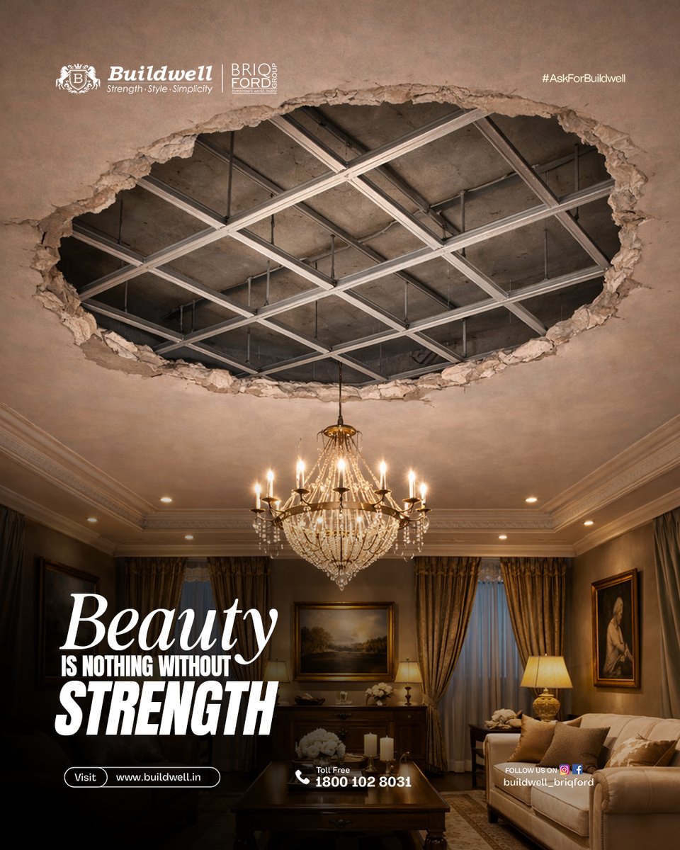 buildwell_india's tweet image. Ceiling sirf dikhne ke liye nahi hoti.
Jo andar strong ho, wahi upar safe lagta hai.
Beauty tabhi tikti hai, jab base Buildwell ka ho.
#Buildwell #StrengthStyleSimplicity #CeilingMatters #AskForBuildwell