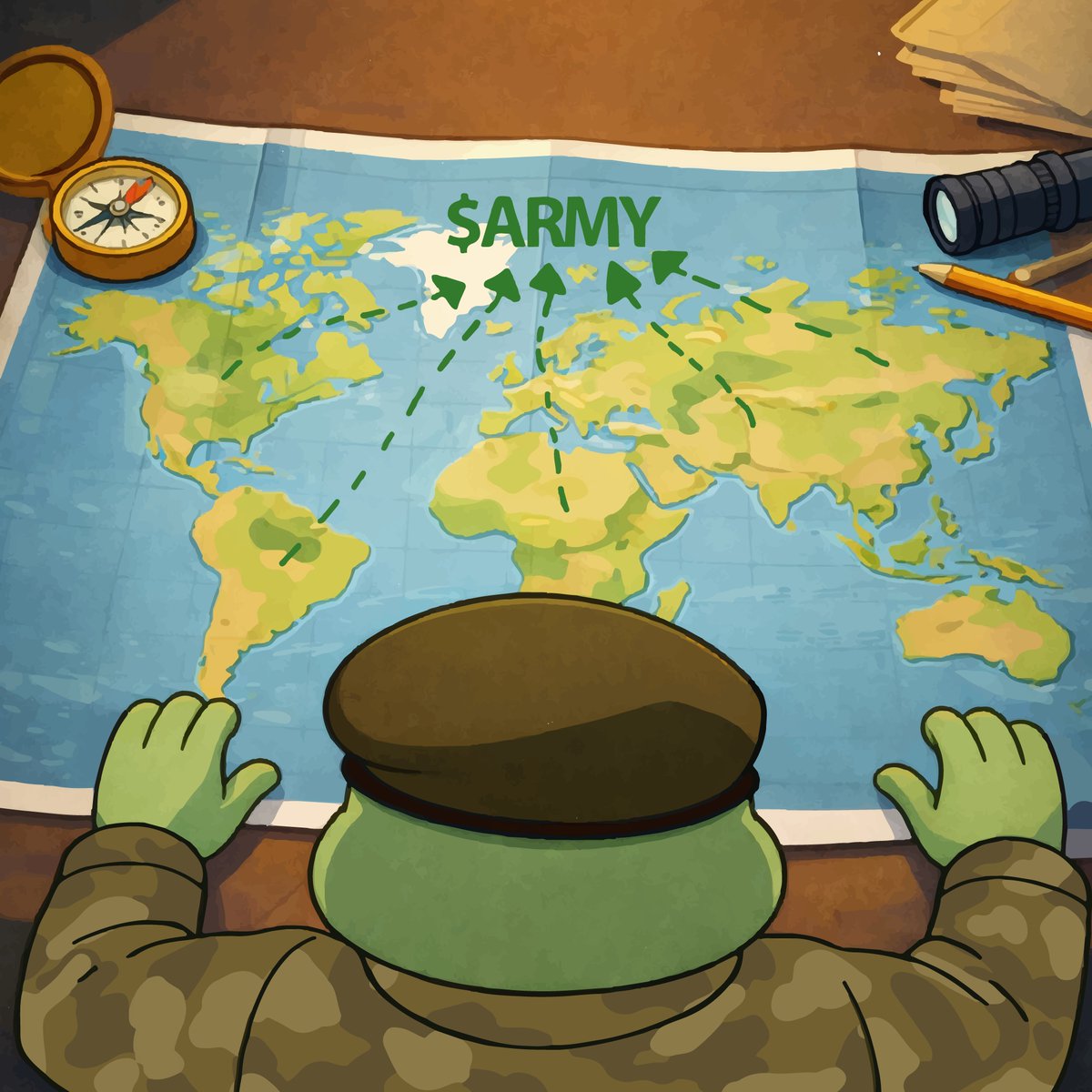 Every route on the map eventually points to $ARMY 🌍🪖