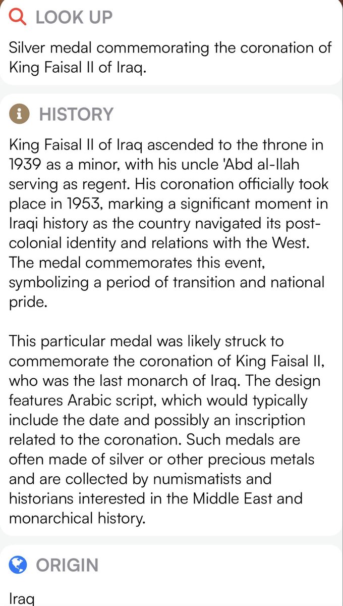 KaotiKBB's tweet photo. For serious collectors only 
Very rare coronation medal of King Faisal II of Iraq
For sale 
#iraq #collection #rare #medal #العراق https://t.co/08EK6kgX0i