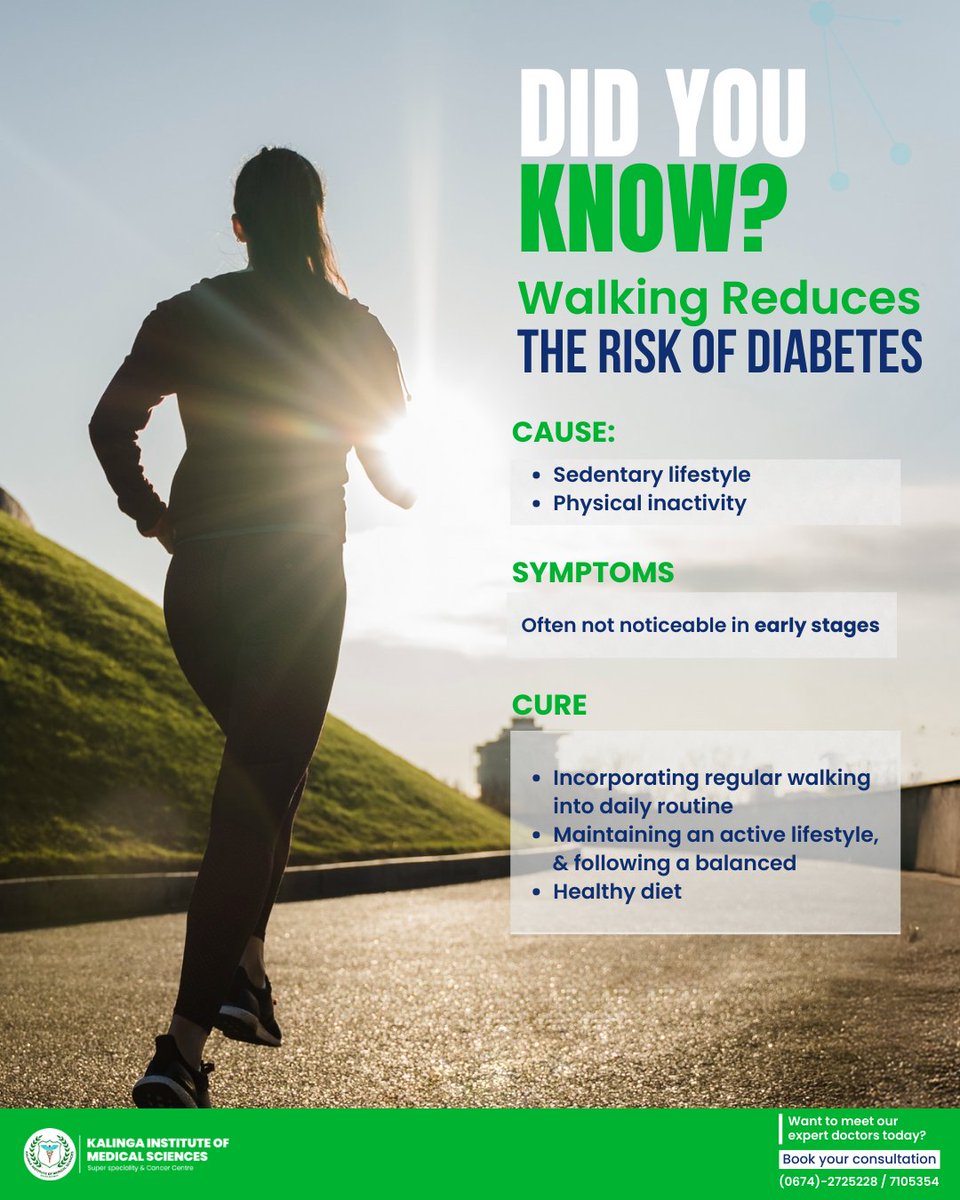 Did You Know? Walking Reduces Diabetes Risk

Regular walking helps maintain healthy blood sugar levels and supports overall metabolic health. Incorporating daily physical activity into your routine can contribute to better diabetes management and prevention.

📞 For Diabetes &amp;