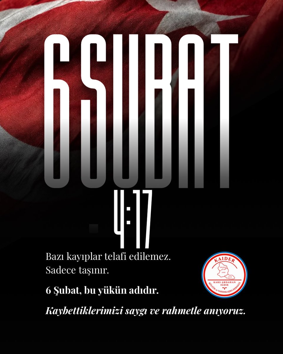 Bazı kayıplar telafi edilemez.
Sadece taşınır.
6 Şubat, bu yükün adıdır.
Kaybettiklerimizi saygı ve rahmetle anıyoruz.

#6şubat2023 #depremkahramanmaraş