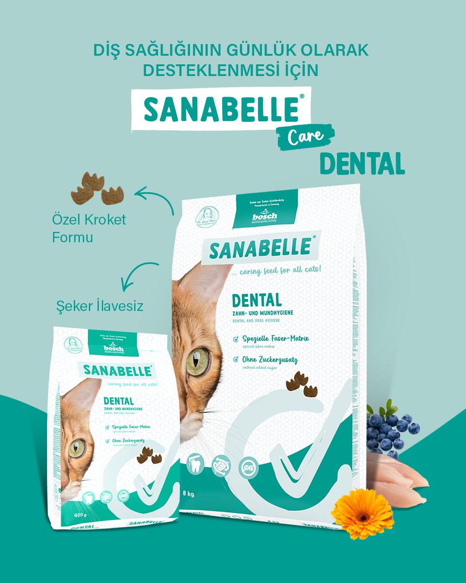 Sanabelle Dental, ağız ve #diş sağlığının her gün desteklenmesi gereken tüm yetişkin #kediler için özel olarak geliştirilmiştir.