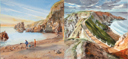 guernseystamps's tweet photo. This year’s philatelic programme includes #stamps for the island of #Sark, its unique scenery captured beautifully by Sark-based #artist Louise Hill. Each stamp features a miniature replica of her #watercolour paintings, capturing the landscapes and details that make Sark special https://t.co/RkNtCVLkli