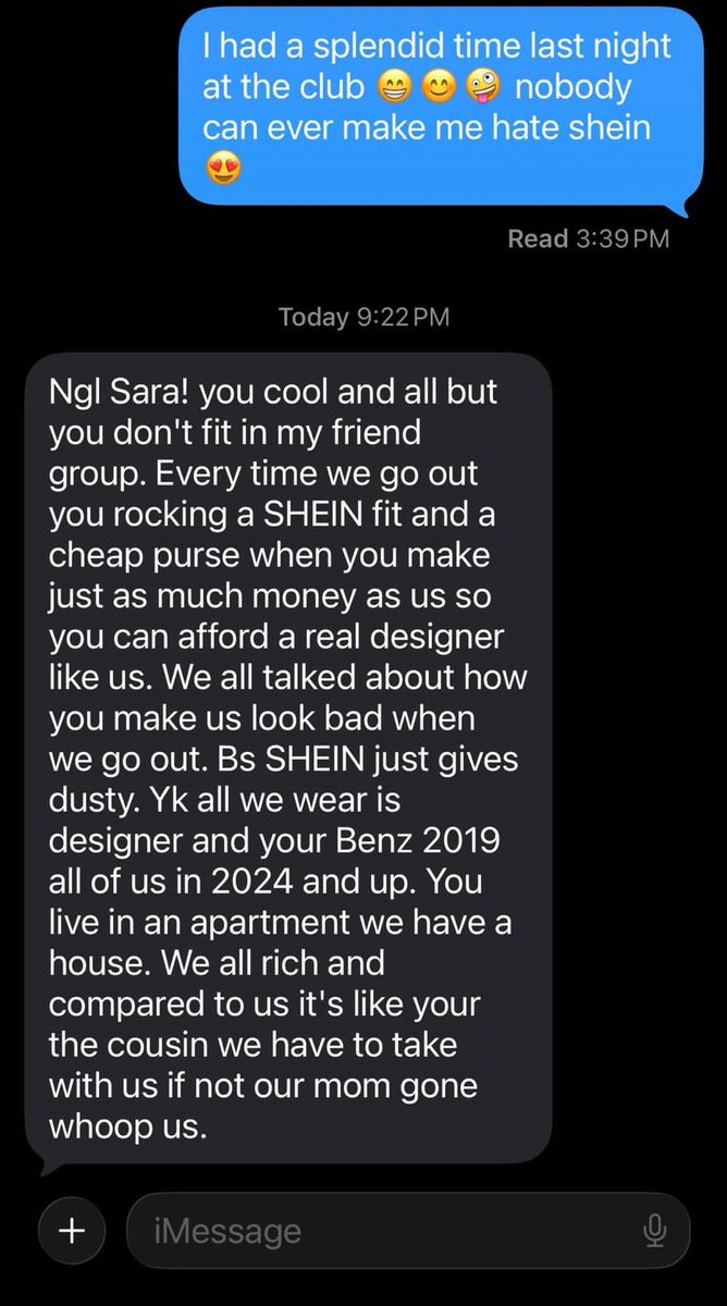 Poetikflakko's tweet image. WOMAN GOES VIRAL AFTER SHARING HOW HER FRIEND GROUP CALLED HER "CHEAP" FOR WEARING SHEIN AND DRIVING AN "OLD" 2019 MERCEDES BENZ‼️😳