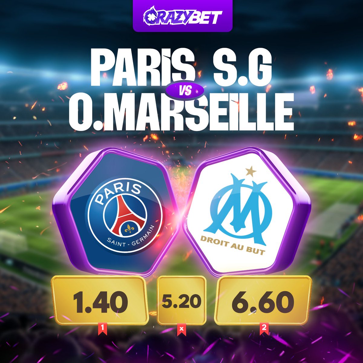 crazybet's tweet photo. PSG VS OM
Last time, it was over way before the final whistle 👀
Le Classico is back, and the Parc des Princes is gonna remember🔥
Who are you betting on tonight ?
💸 Get up to $50 in Freebets with the code SPORTSDAY
👉 https://t.co/vL1x1iYjhZ
#LeClassico #PSGOM #Ligue1 #Football