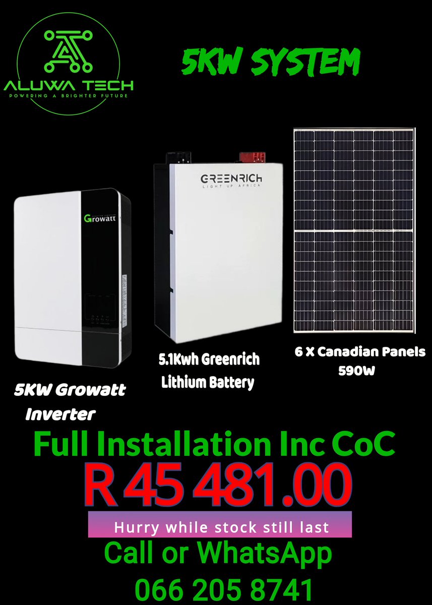 LetsRunTogethe1's tweet photo. @ChrisExcel102 Aluwa Tech | Specialized Solar &amp; Electrical Installations. Helping you switch from manual hassle to smart home comfort. Professional service from a qualified team.
DM us to get your free share of sun! ☀️⚡and to get your smart home sorted https://t.co/fCCsv2X9ky