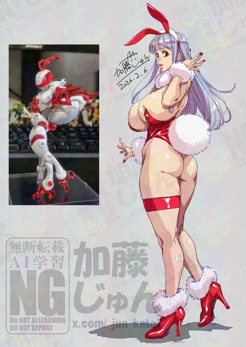 ふわふわ赤バニーちゃん! リハビリ落描きだけど 結構可愛く描けた気がする 自分で撮ったフィギュアの写真をモチーフに 昨晩のお絵描き配信で描きました (ポーズが微妙に変わっちゃったけどw)