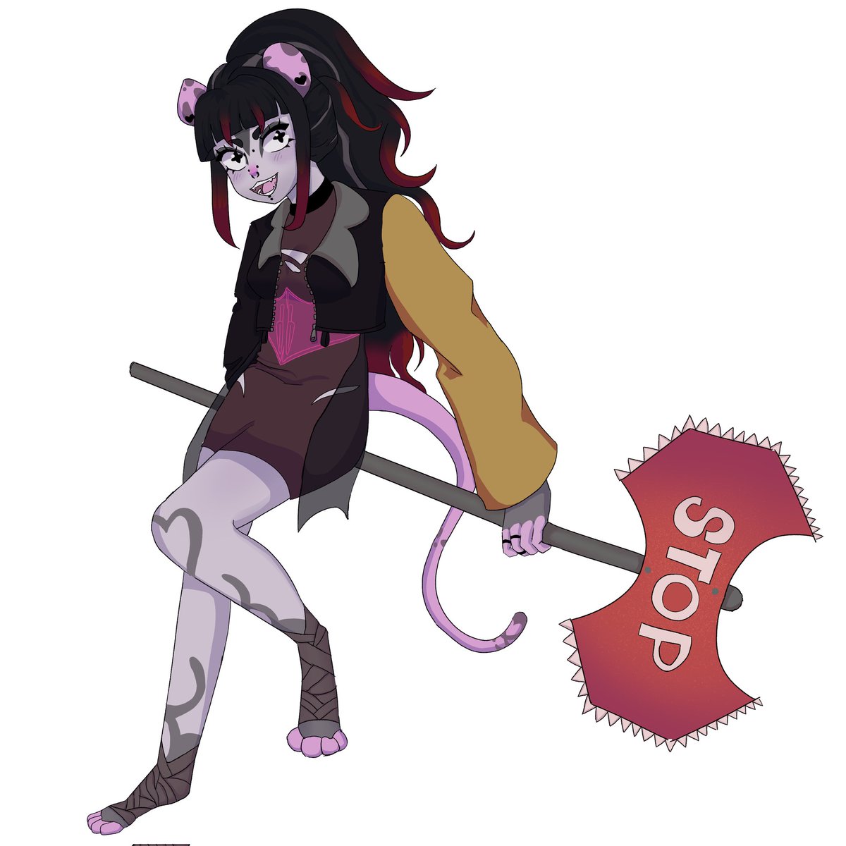 This week my friend also made an AMAZING piece of work of Degen🥹
<a href="/impcatt/">Imp !</a> 
LIDDERLY SO CUTE (⁠●⁠♡⁠∀⁠♡⁠)
AAAAA
#art #oc #opossum #streamers #punk