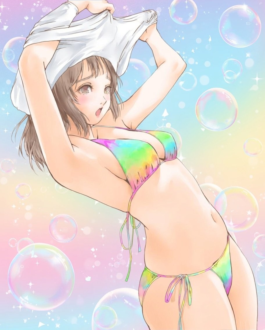 haruna1942's tweet image. 寒いけど水着❤️

過去絵の背景を変えたものです。元絵は風景でしたが、イメージ系にすると全然印象がかわりますね😳

#イラスト #女の子イラスト