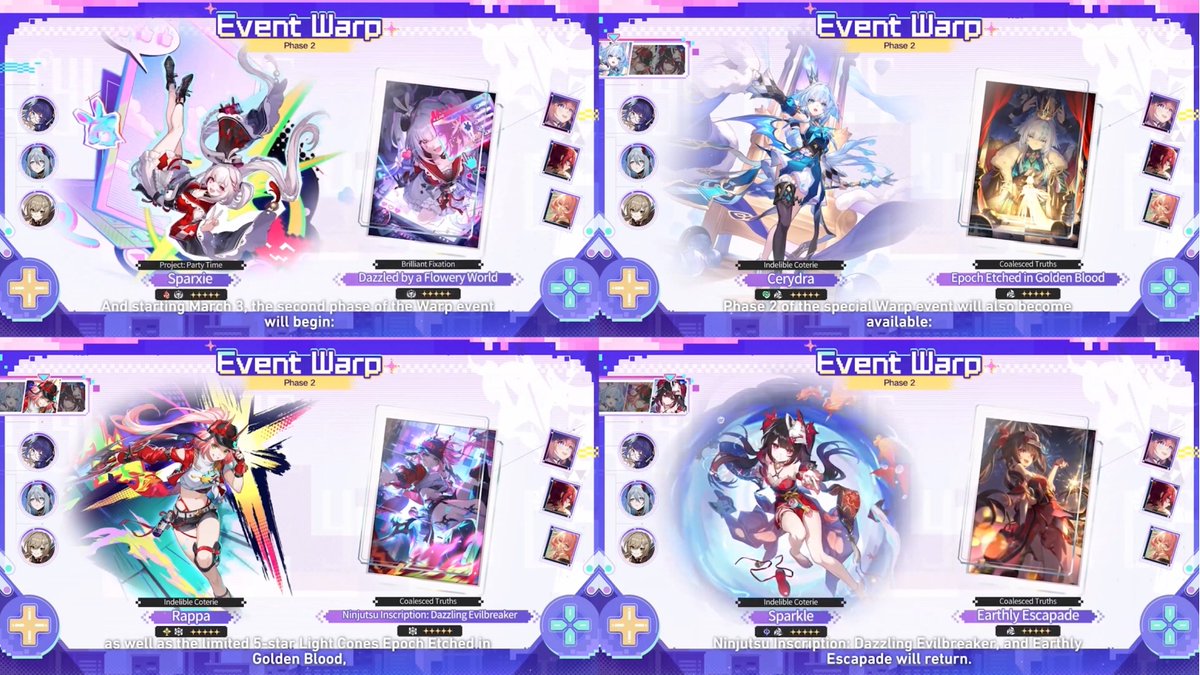 HSR 4.0 banners & codes Phase 1 Yao Guang, Evernight, Hysilens, Black ...