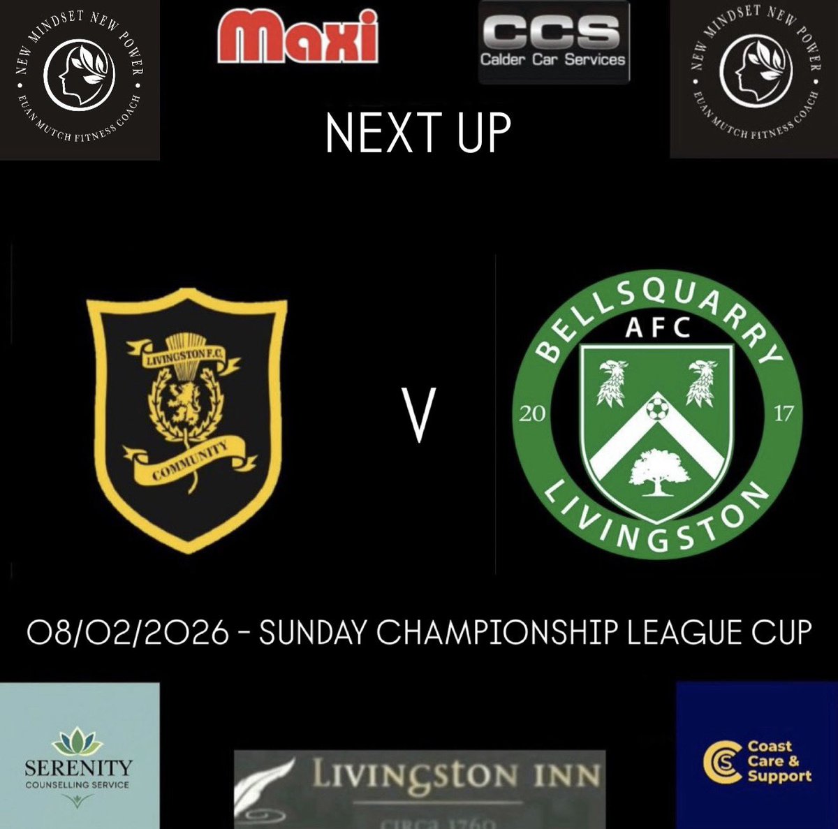 Bellsquarry_AFC's tweet image. Sundays game sees the Quarry men make the short trip to Eliburn to face Livi CFC - with a place in the league cup final up for grabs.

⏰ - 10:30am Kick Off
📍 - Eliburn Park, EH54 6US
🏆 - LEAFA Sunday Championship League Cup - Semi Final