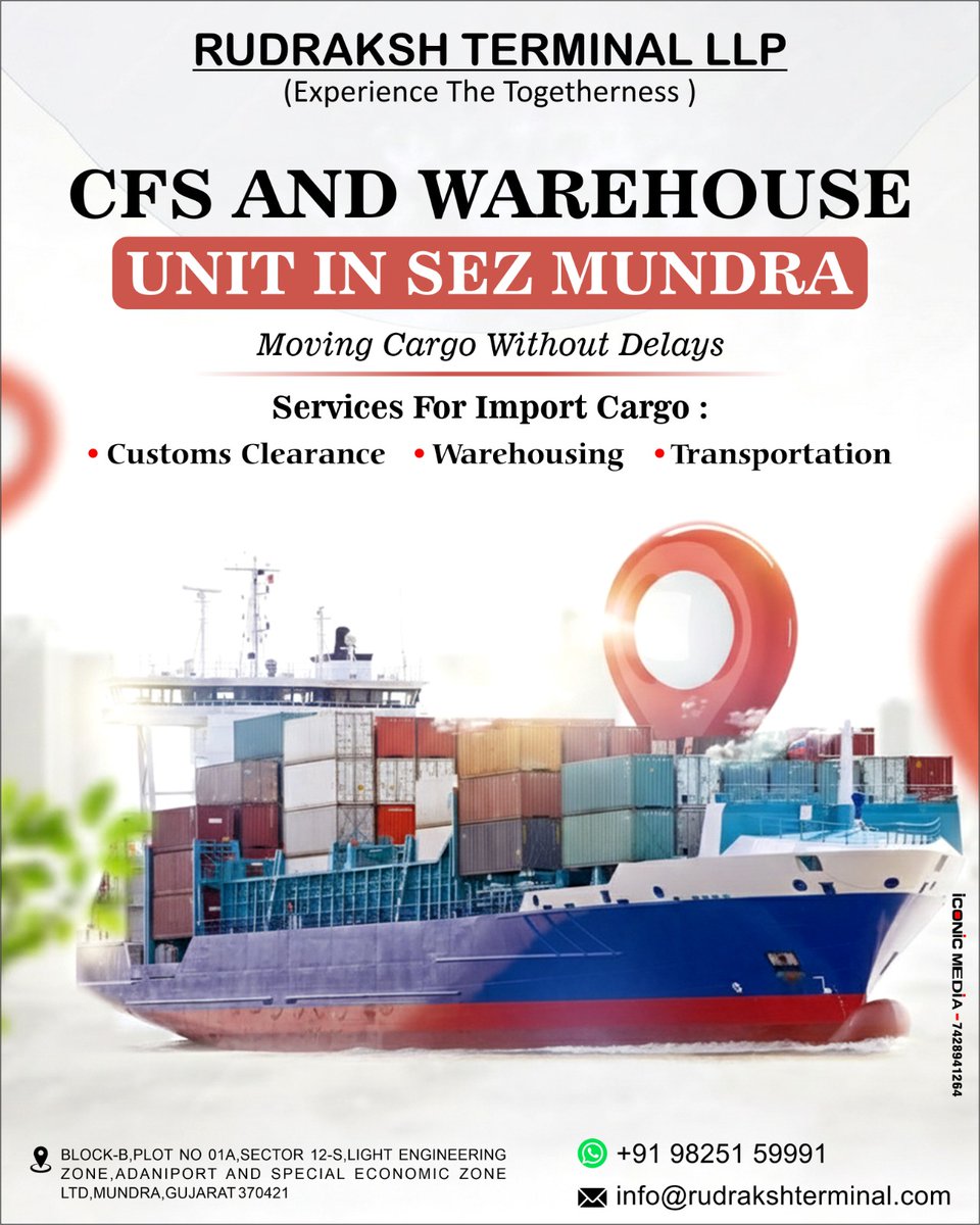 *"Clearing Customs, Connecting Continents"* 
For inquiry via WhatsApp click:- V-O-H.short.gy/91-7228070799

 *RUDRAKSH TERMINAL LLP* (Gujarat) 
Contact: +91-9825159991,+91-7228070799
 
Email:info@rudrakshterminal.com
Import &amp; Cargo clearance Enquiries Solicited