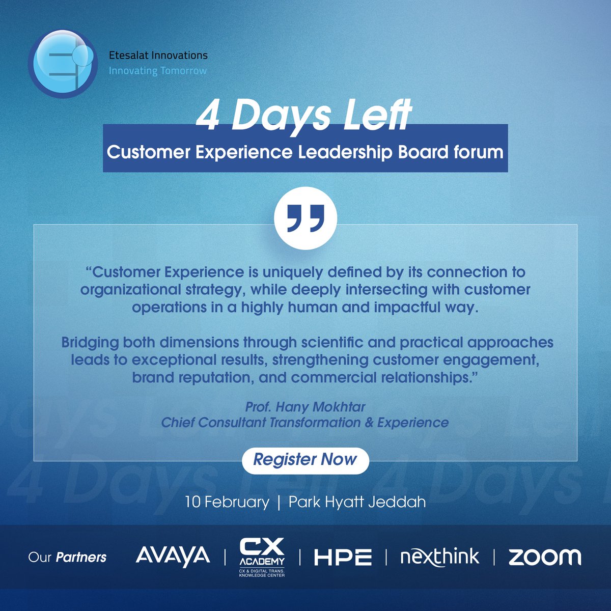 EicXforum's tweet photo. Join us at the Customer Experience Leadership Board to explore how CX becomes a core driver of business performance and brand growth.
📅 February 10
📍 Park Hyatt Jeddah – Al Sohba Hall

REGISTER NOW! 
https://t.co/7fkgwYBbvP https://t.co/JAavgGXHmR