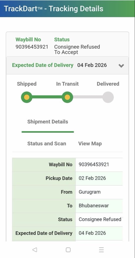 SpradhanK's tweet image. @OnePlus_IN @oneplus @OnePlus_Support @onepluscareIN 
M112601316976000887 
Bluedart agent was highly abusive, rude n refused delivery d line“Consignee Refused to Accept”is a big lie !! I never saw d parcel, how come I refused n returned. @jagograhakjago #BoycotOneplus