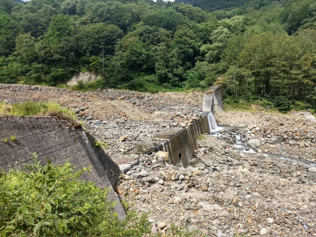 sabo_freak's tweet photo. いい仕事してる不透過型砂防堰堤。
コレはコレで完成形。堆砂させて河床勾配を緩め、流下速度を落とした上で次の有事に備える。
砂は取ればいいってもんじゃないんです。
以前、図で解説しましたが、ちょうどいい画像が見つかったので載せておきます。
しつこいようですが、これでいいのだ。 https://t.co/SJ5gMz16Gj