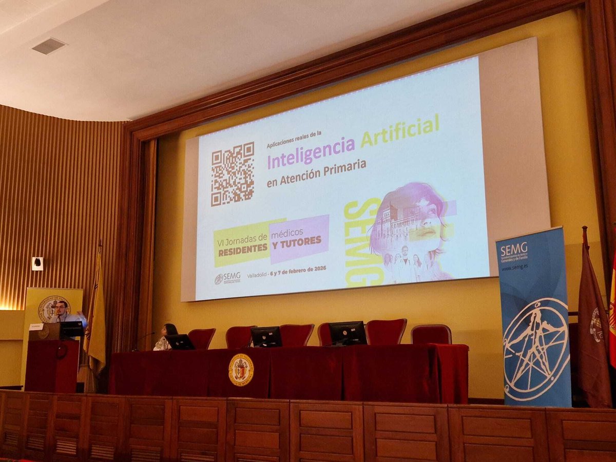 SEMG_ES's tweet photo. 🔛 Las VI Jornadas de 🩺Médicos Residentes y Tutores de SEMG ya han comenzado en la 📍Facultad de Medicina de #Valladolid. 

🥼 Un encuentro clave para la formación en #MedicinaDeFamilia, en el que se está haciendo un repaso a temas de gran impacto en #AtenciónPrimaria como la #ViolenciaDeGénero, la prevención de caídas y #osteoporosis o el #chemsex.

🔎 Este año hay más peso que nunca en los talleres prácticos: ecografía, infiltraciones, cirugía menor, retinografía o dermatoscopia, 

👨‍⚕️ 👩‍⚕️ Residentes y tutores comparten aprendizaje, experiencia y visión de futuro en un espacio que refuerza la docencia, la innovación y el valor estratégico de la Atención Primaria.

#JornadaMIRSEMG 

#SEMG #MIR #Residentes #Tutores #MFyC #FormaciónSEMG #Valladolid #Docencia
