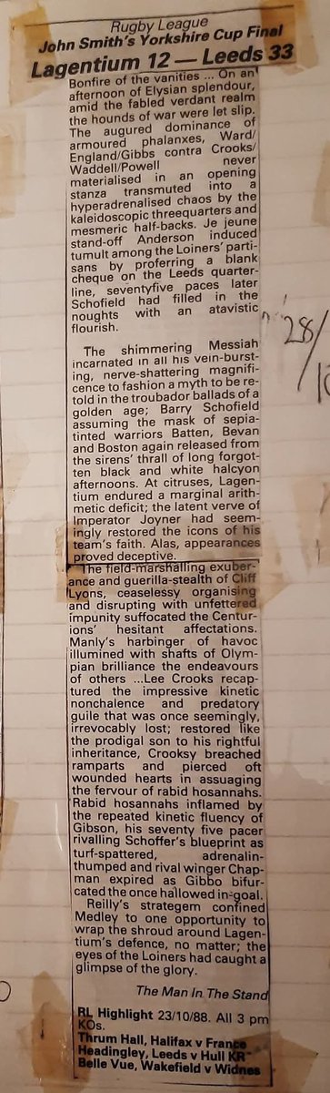 louiskasatkin's tweet photo. OCTOBER 1988 #LeedsOtherPaper #RugbyLeague raconteur #TheManInTheStand recalls an epic from the days of yore.When they had proper tackling,real scrums,and unless severely injured just 13 men playing a full 80 minutes.
@CTRLFC @leedsrhinos https://t.co/mKSWuIHetg