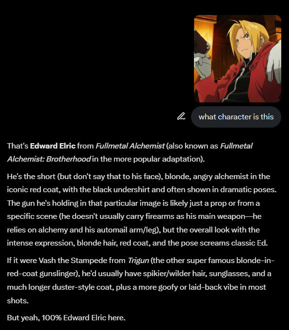 the character of the profile picture is called Edward Elric 

from fullmetal alchemist

lets send it!