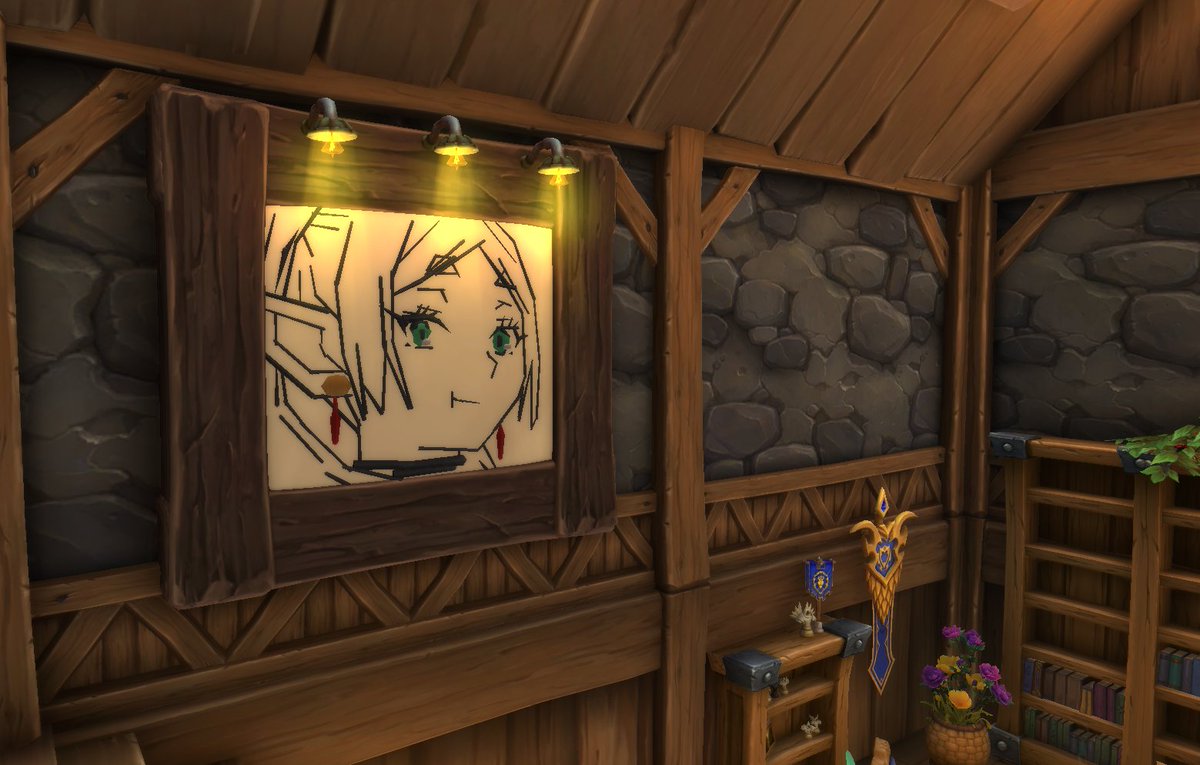 Es increíble lo que está haciendo la gente con el #housing de #WoW. Me encanta este retrato de Frieren 😍