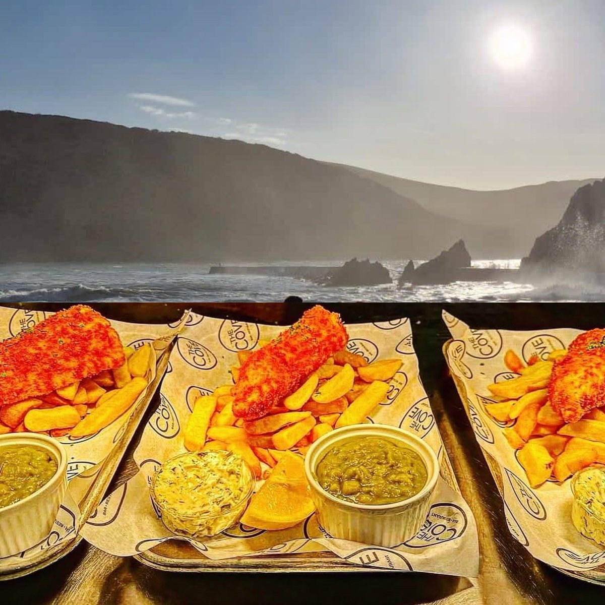 thecovedevon's tweet photo. SUN’S out. ☀️❤️
Anyone would think it’s a perfect Fish ‘n Chips Friday. 😋😀
Eat in or takeout to those beaches. 👌🏾
#hopecove #salcombe #kingsbridge https://t.co/f1Iu002edj