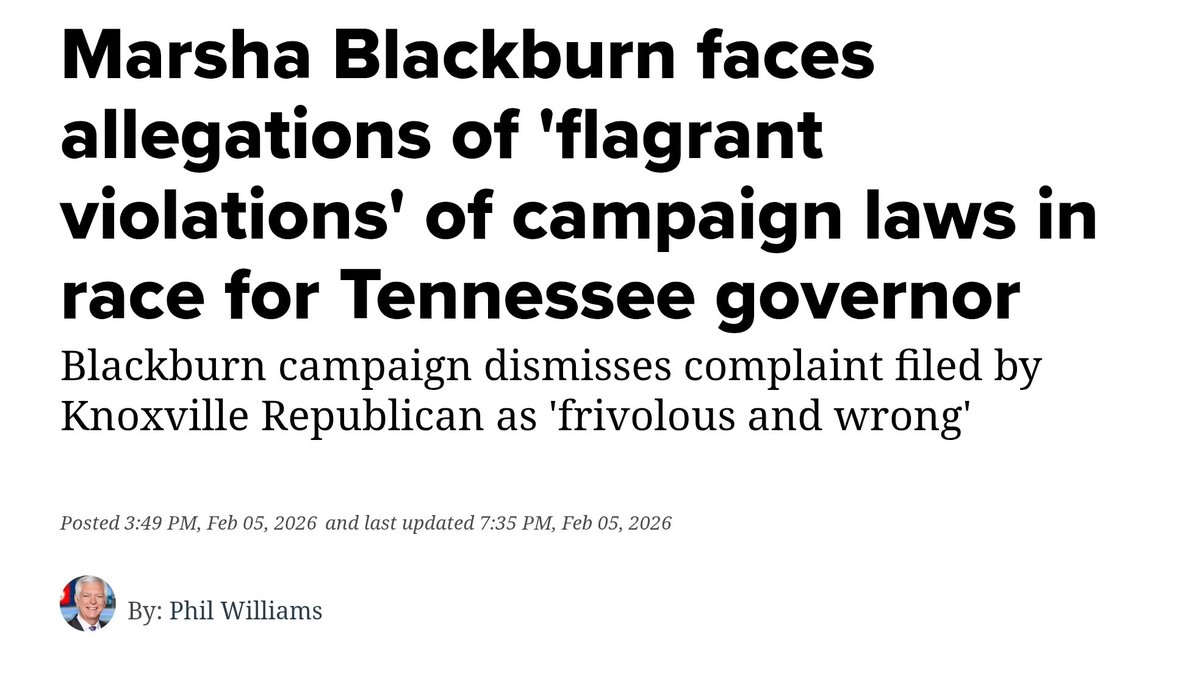 KesendraB's tweet photo. @MarshaBlackburn So Marsha, what do you think about campaign finance laws? You know, the ones you're breaking left and right? https://t.co/Km5JSirutT